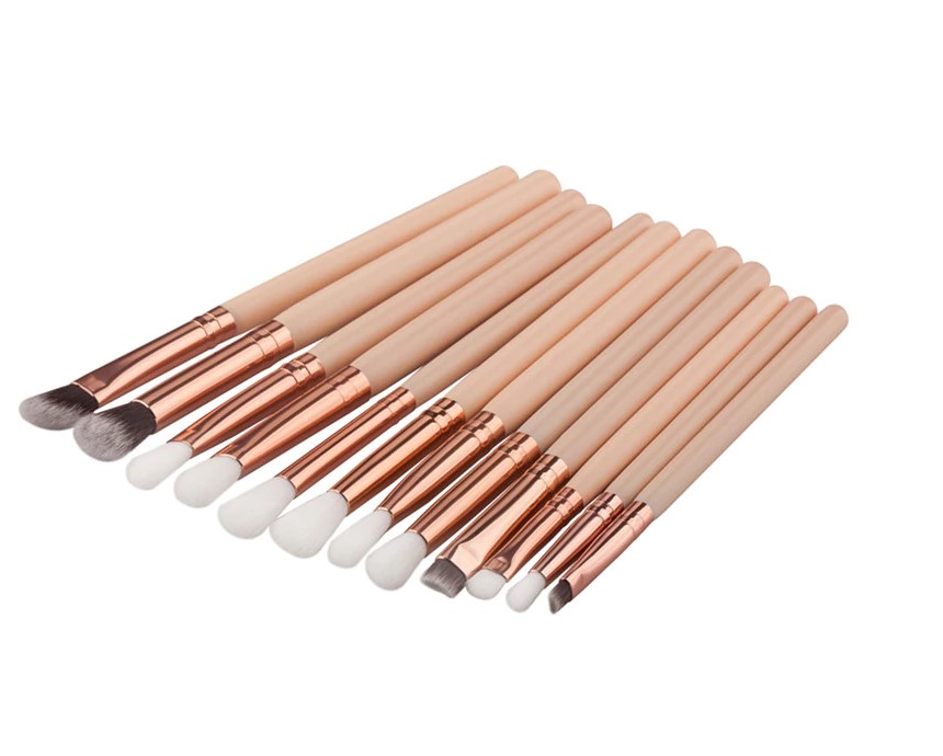Wooden Handle Eye Makeup Brushes 12 Pcs Set