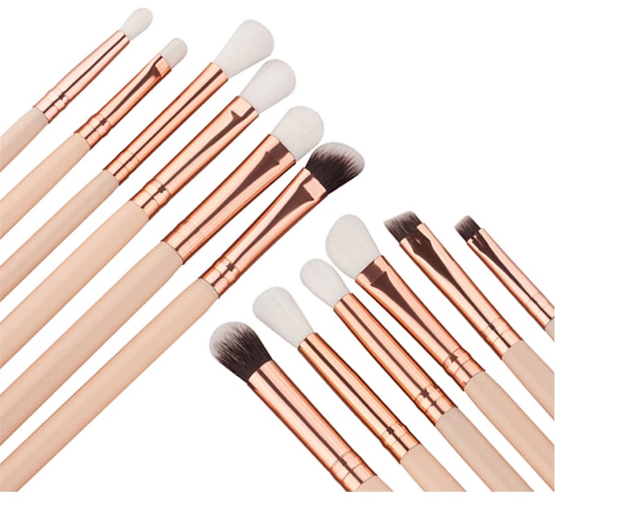 Wooden Handle Eye Makeup Brushes 12 Pcs Set