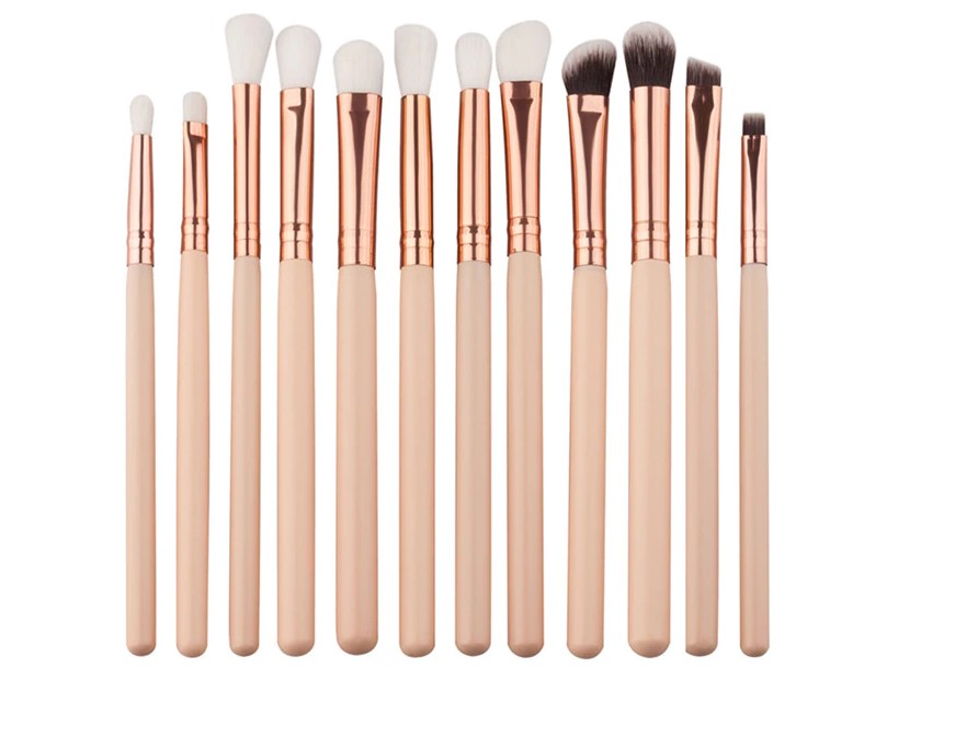 Wooden Handle Eye Makeup Brushes 12 Pcs Set
