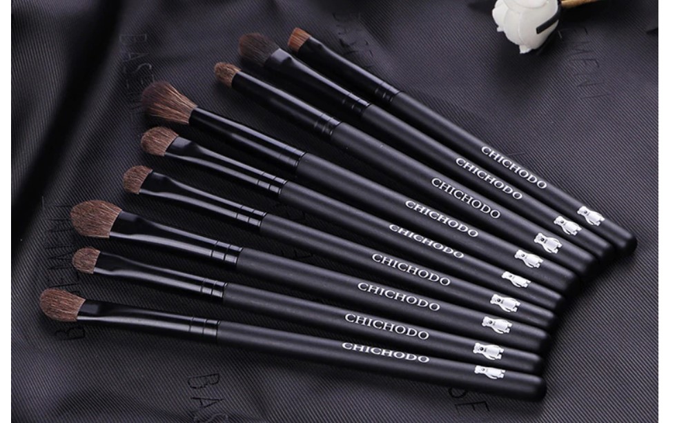 Natural Pony Hair Eye Makeup Brushes 9 Pcs Set