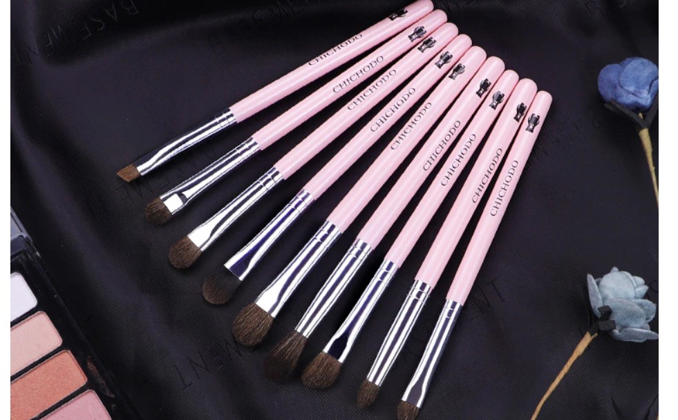 Natural Pony Hair Eye Makeup Brushes 9 Pcs Set