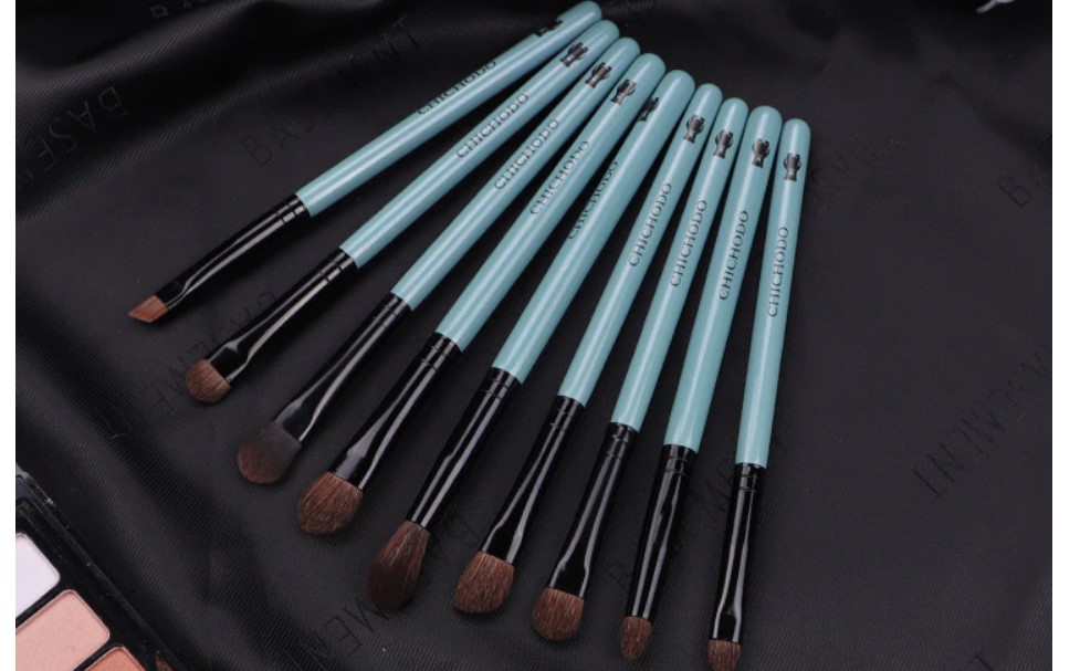 Natural Pony Hair Eye Makeup Brushes 9 Pcs Set