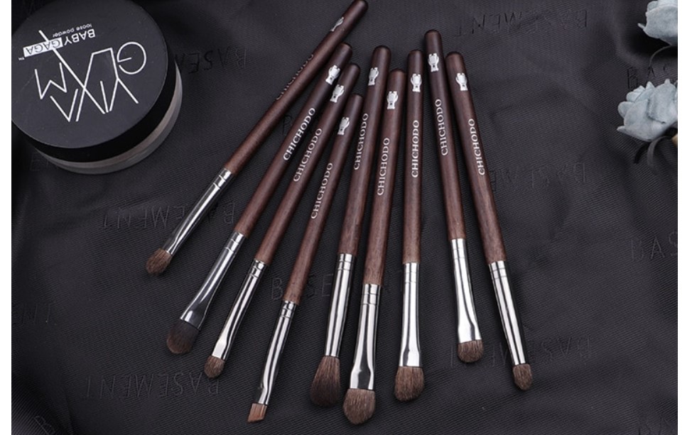 Natural Pony Hair Eye Makeup Brushes 9 Pcs Set