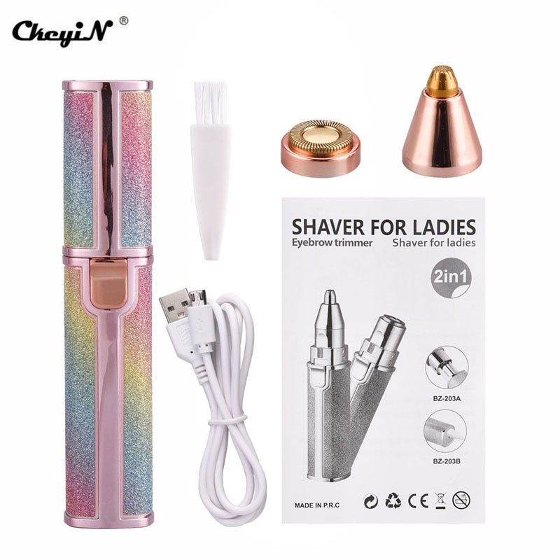 2 In 1 Electric Eyebrow Trimmer Makeup Painless Eyebrow Epilator Mini Shaver Razors Women Portable Facial Body Hair Remover 2 In 1 Electric Eyebrow Trimmer Makeup Painless Eyebrow Epilator Mini Shaver Razors Women Portable Facial Body Hair Remover