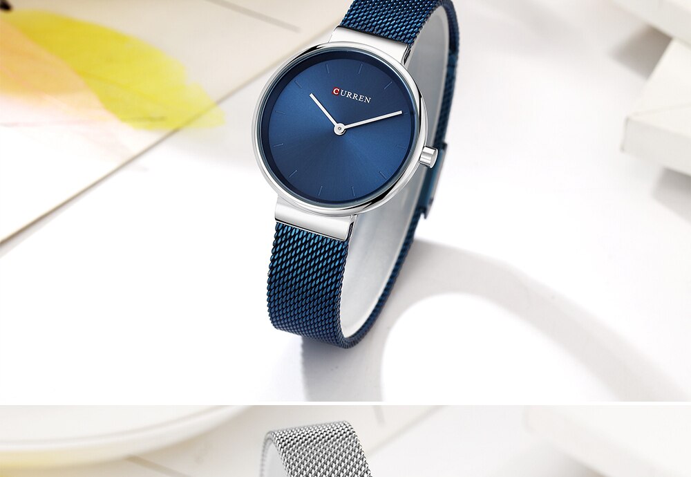 CURREN Wrist Watch Women Watches Luxury Brand Steel Ladies Blue Quartz Women Watches Sport Relogio Feminino Montre Femme 9016