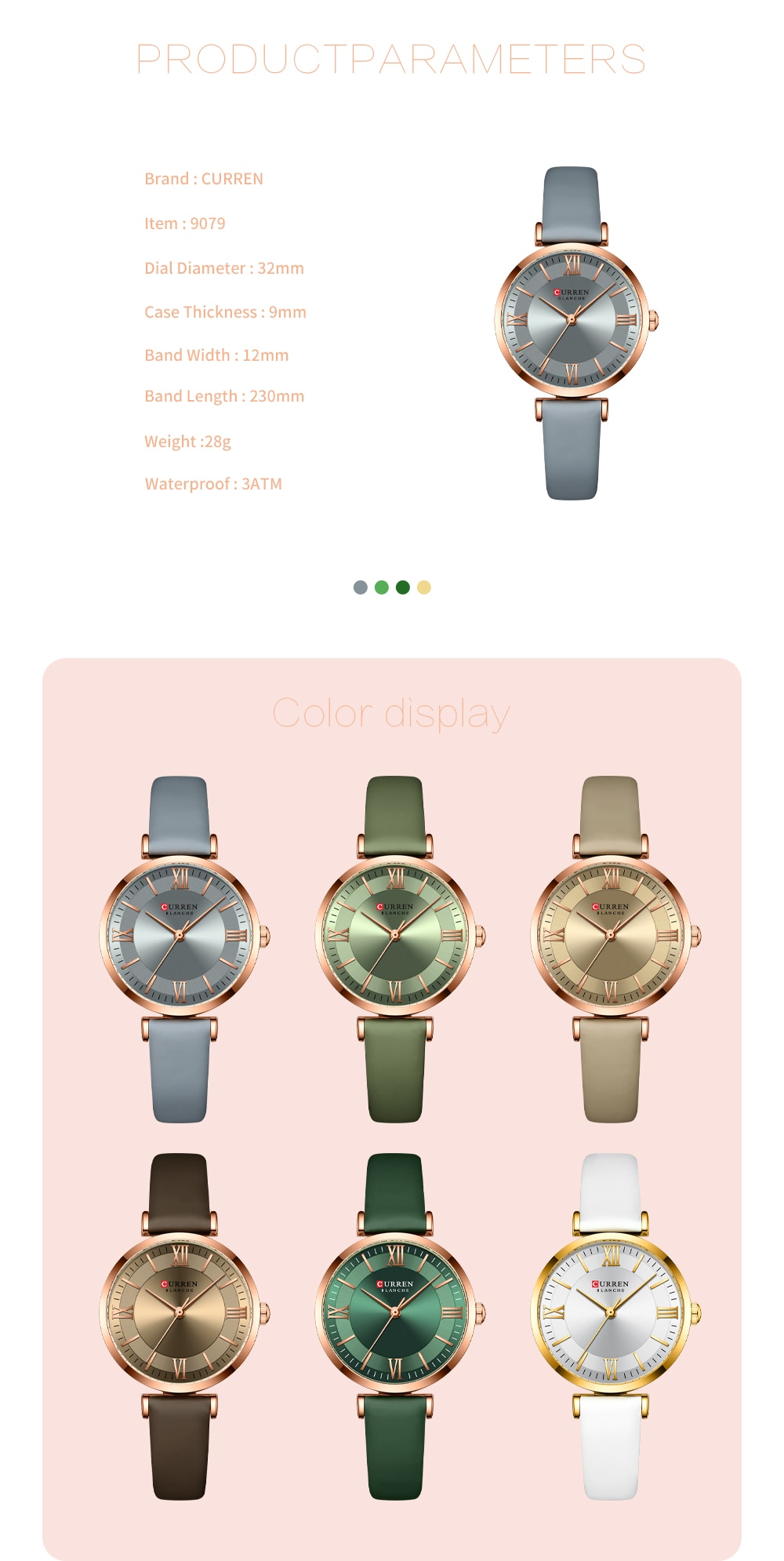 NEW CURREN Watches Women's Quartz Leather Wrsitwatches Fashionable Classic Clock Montre femme