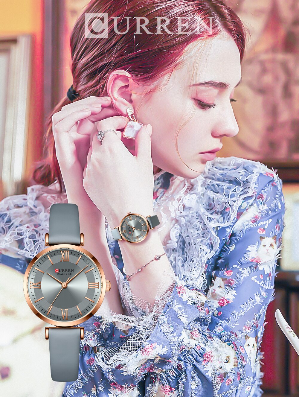 NEW CURREN Watches Women's Quartz Leather Wrsitwatches Fashionable Classic Clock Montre femme