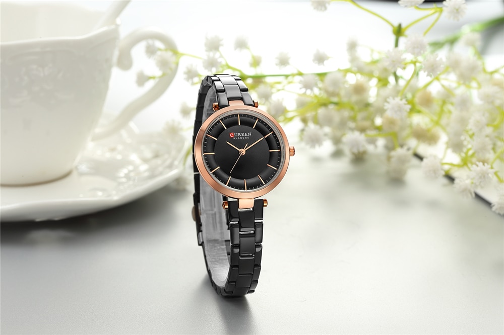 CURREN Luxury Brand Minimalist Quartz Watches Women Rose Gold Bracelet Watch Casual Slim Clock for Ladies Wristwatch with Steel
