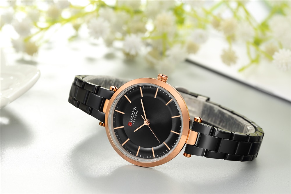 CURREN Luxury Brand Minimalist Quartz Watches Women Rose Gold Bracelet Watch Casual Slim Clock for Ladies Wristwatch with Steel