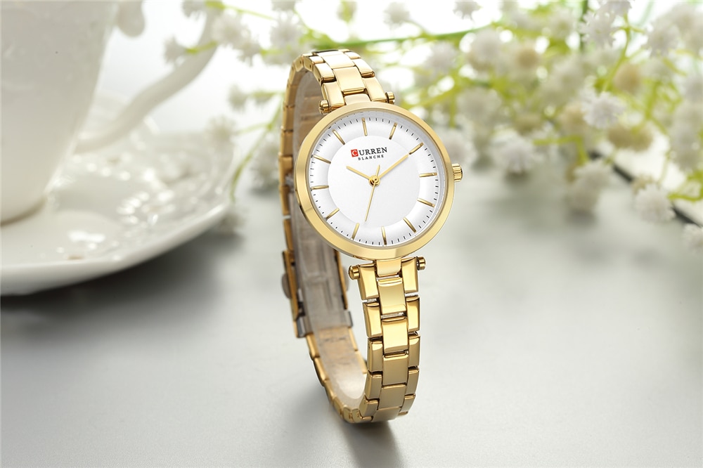 CURREN Luxury Brand Minimalist Quartz Watches Women Rose Gold Bracelet Watch Casual Slim Clock for Ladies Wristwatch with Steel