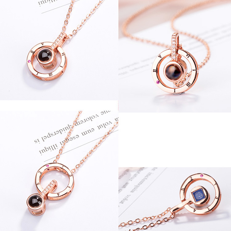 Women's 100 Languages I Love You Projection Pendant Necklace