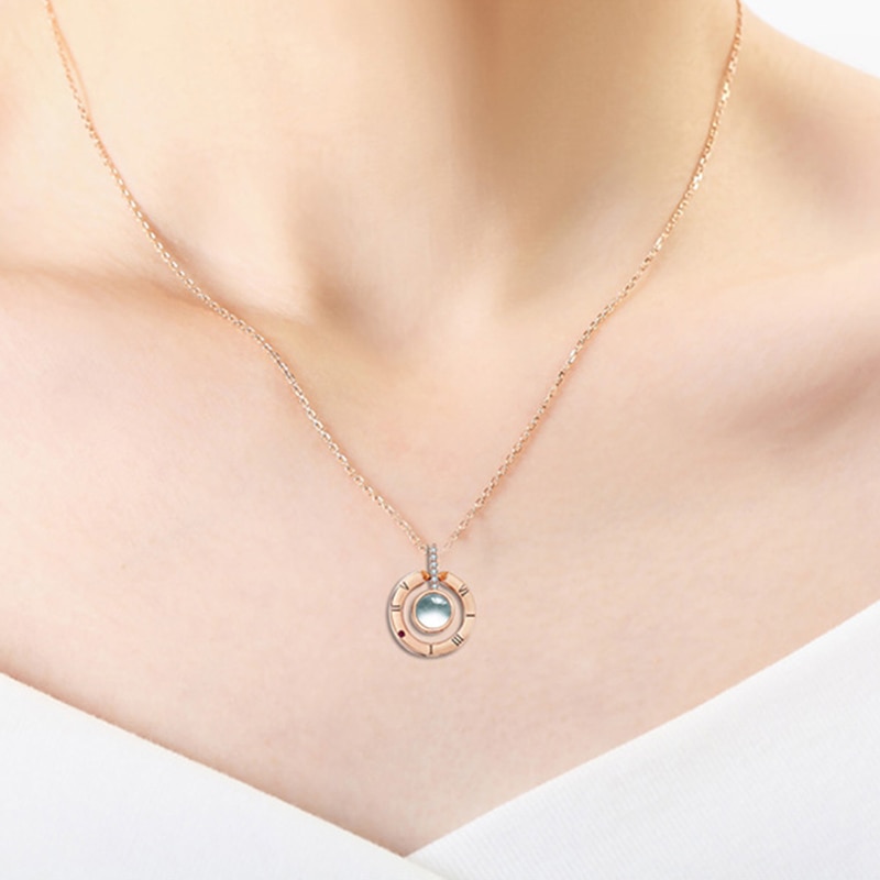 Women's 100 Languages I Love You Projection Pendant Necklace