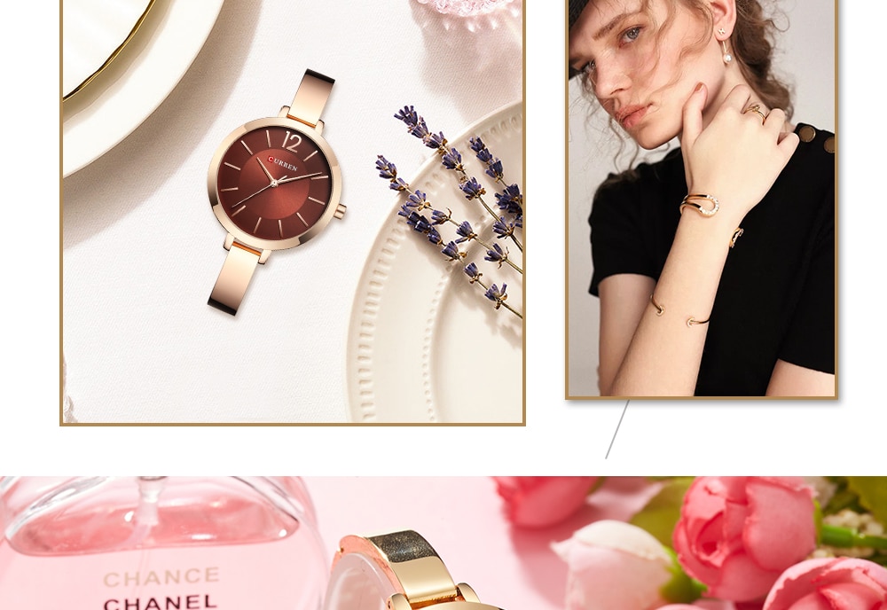 CURREN Fashion Women Dress Wristwatch Ladies Quartz Watch Brand Luxury Women Bracelet Watches Full Steel Female Clock