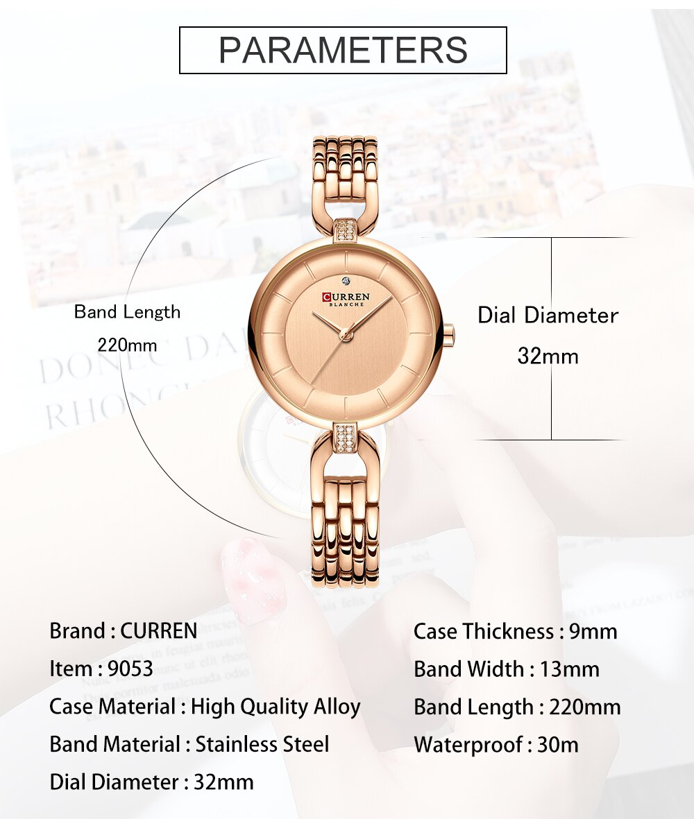 Rose Gold Watches Women CURREN Luxury Simple Quartz Bracelet Wrist Watch Women Watch Style Stainless Steel Band Clock 2019