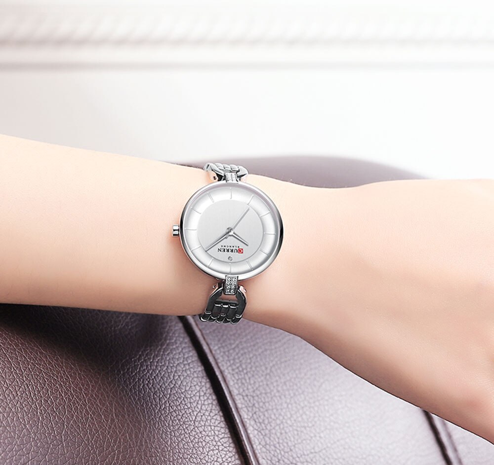 Rose Gold Watches Women CURREN Luxury Simple Quartz Bracelet Wrist Watch Women Watch Style Stainless Steel Band Clock 2019