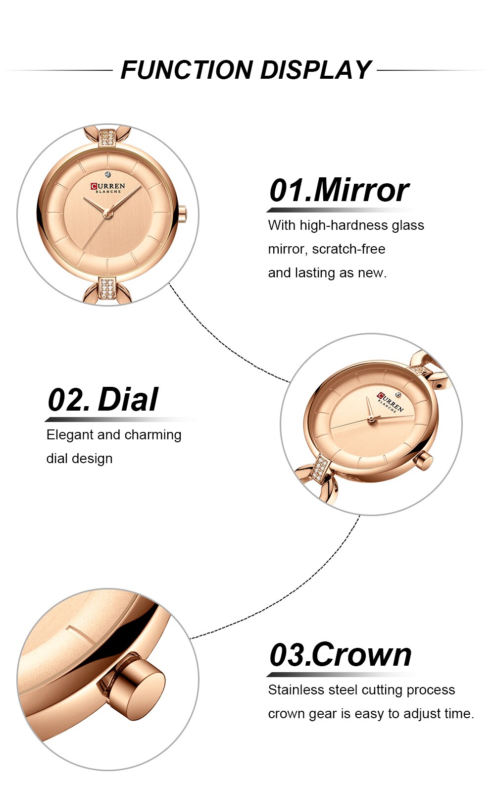 Rose Gold Watches Women CURREN Luxury Simple Quartz Bracelet Wrist Watch Women Watch Style Stainless Steel Band Clock 2019