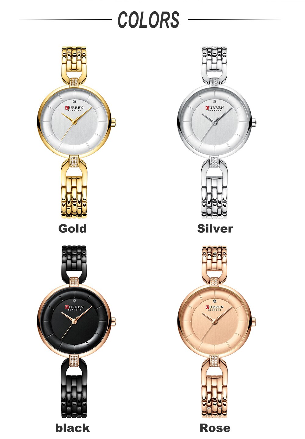 Rose Gold Watches Women CURREN Luxury Simple Quartz Bracelet Wrist Watch Women Watch Style Stainless Steel Band Clock 2019