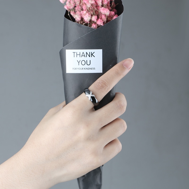 Women's Ceramic Ring with Metal Bow