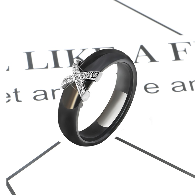 Women's Ceramic Ring with Metal Bow