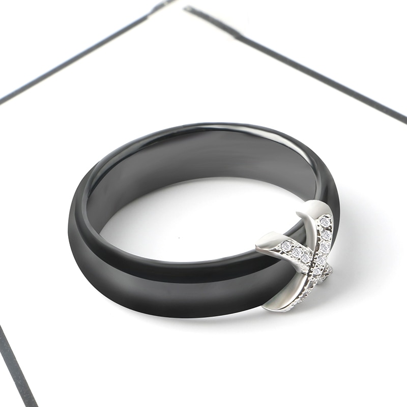 Women's Ceramic Ring with Metal Bow