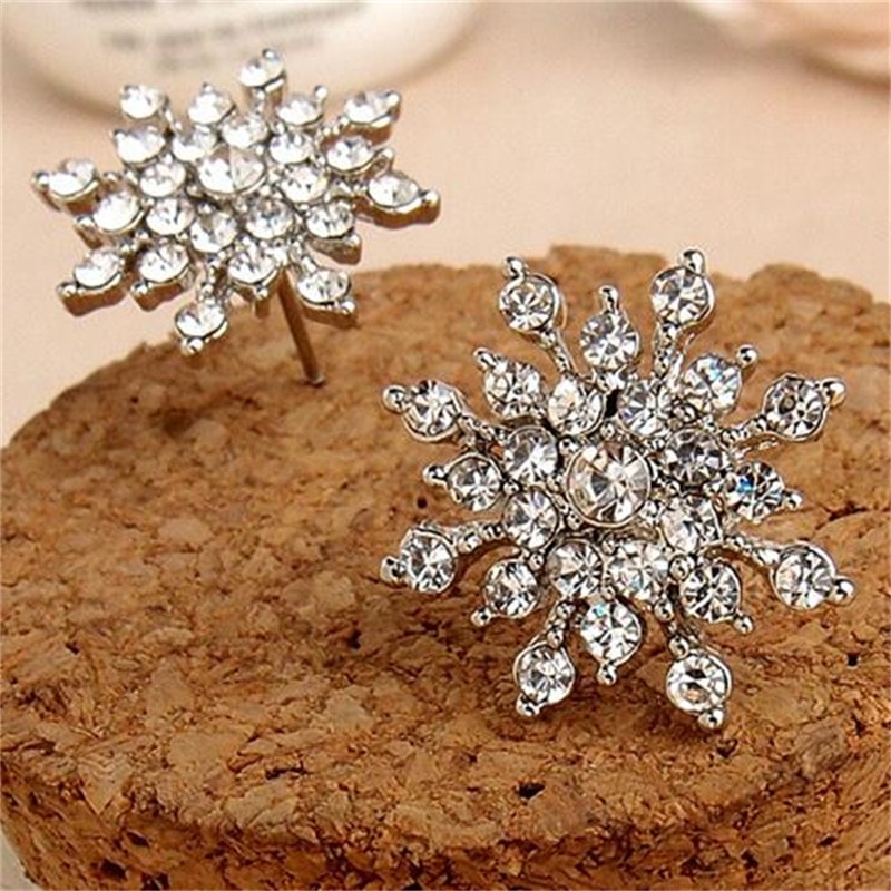 Women's Crystal Snowflake Shaped Earrings