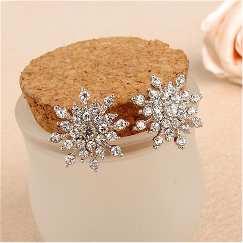 Women's Crystal Snowflake Shaped Earrings