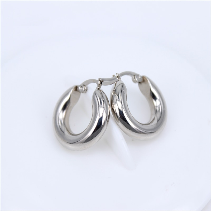 Classic Design Smooth Stainless Steel Earrings