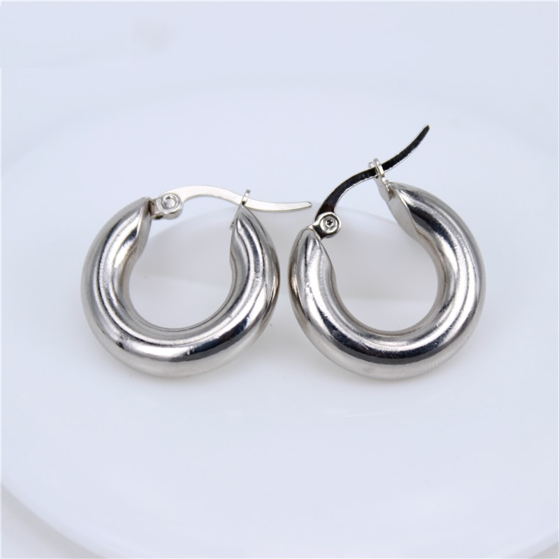 Classic Design Smooth Stainless Steel Earrings