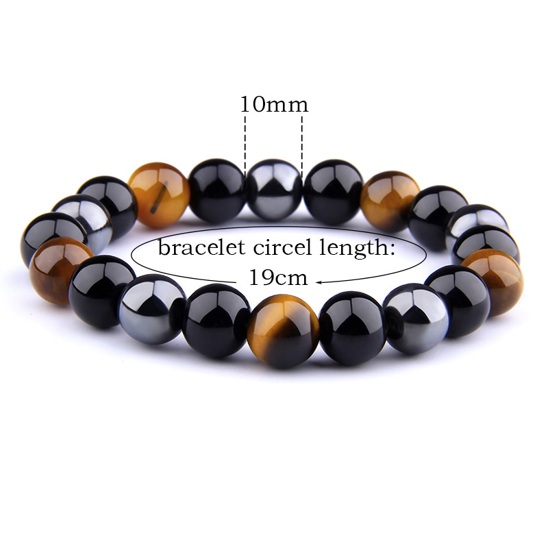 Men's Natural Black Obsidian Beads Bracelet
