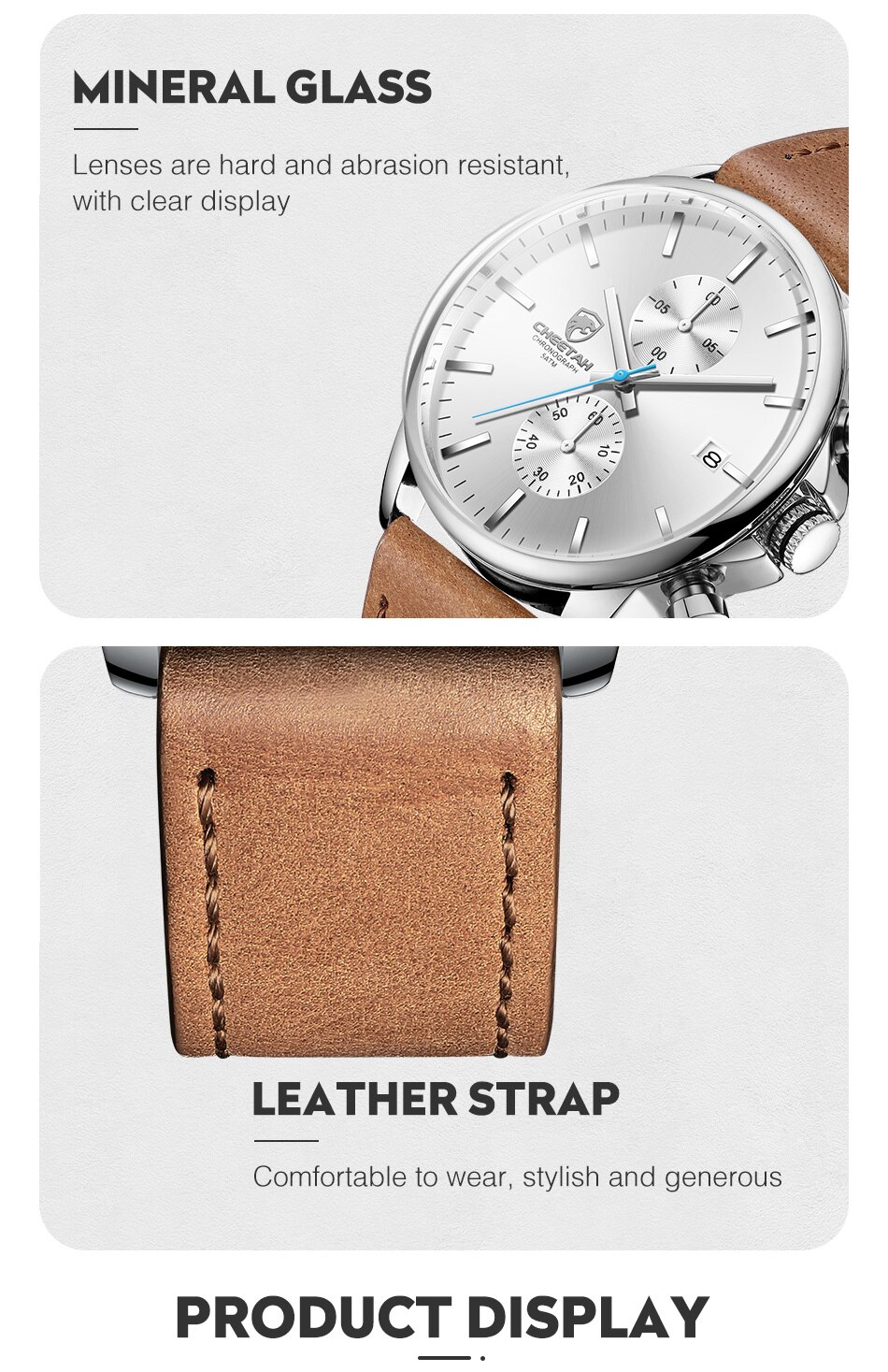 CHEETAH New Men’s Watches Top Luxury Brand Sport Quartz Watch Men Chronograph Waterproof Wristwatch Leather Date reloj hombre