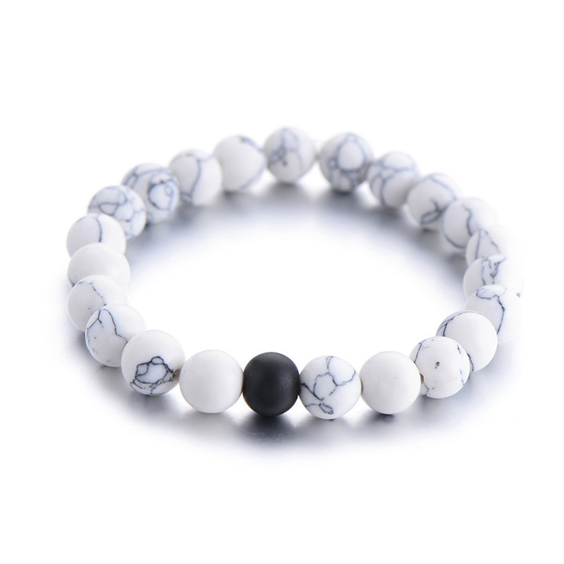 Classic Natural Stone Yin Yang Beaded Bracelets, 2Pcs/Set