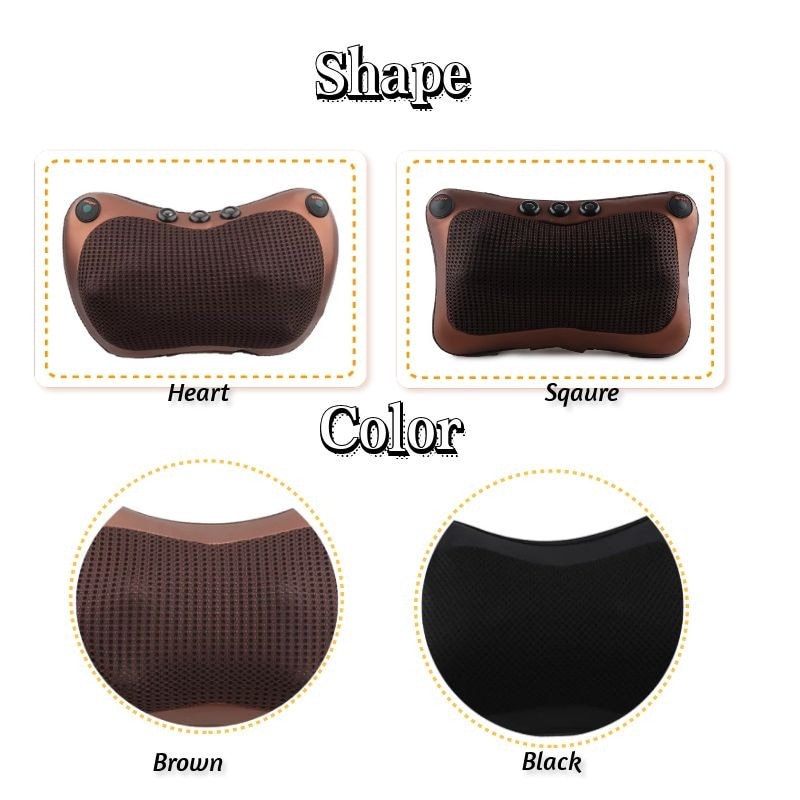 Relaxation Massage Pillow Vibrator Electric Shoulder Back Heating Kneading Infrared therapy pillow shiatsu Neck Massager Relaxation Massage Pillow Vibrator Electric Shoulder Back Heating Kneading Infrared therapy pillow shiatsu Neck Massager