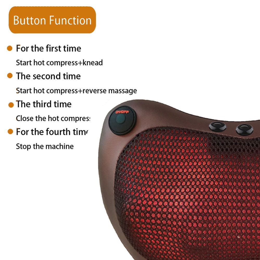 8 head Massage Pillow Relax Vibrator Electric Shoulder Back Heating Kneading Infrared therapy shiatsu Neck Massager