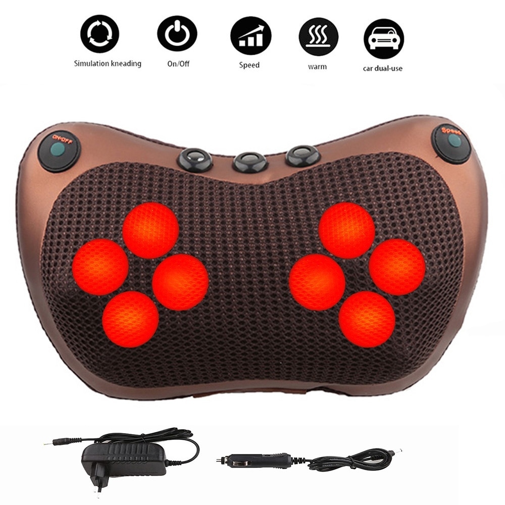 8 head Massage Pillow Relax Vibrator Electric Shoulder Back Heating Kneading Infrared therapy shiatsu Neck Massager 8 head Massage Pillow Relax Vibrator Electric Shoulder Back Heating Kneading Infrared therapy shiatsu Neck Massager