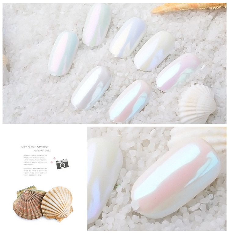 1g/box Pearl Shell Chameleon Mirror Nail Powder Glitters Shell Nail Art Chrome Pigment Dust Manicure Decoration