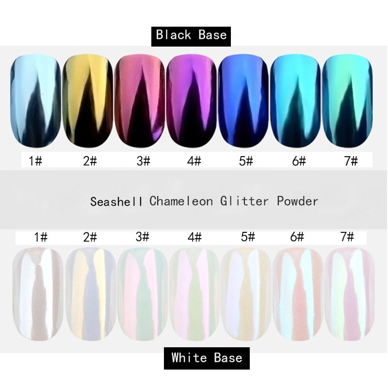 1g/box Pearl Shell Chameleon Mirror Nail Powder Glitters Shell Nail Art Chrome Pigment Dust Manicure Decoration