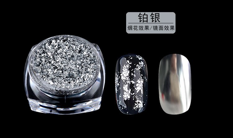 new gold silver paillette Magic Mirror Nail Glitters Shinning Powder DIY nail art tool