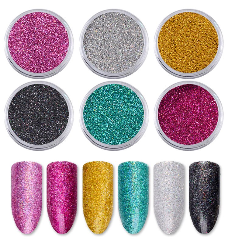 Holographic Laser Nail Glitter Powder Chrome Pigment Dust Sandy Nail Decorations Nail Art DIY Manicure Designs