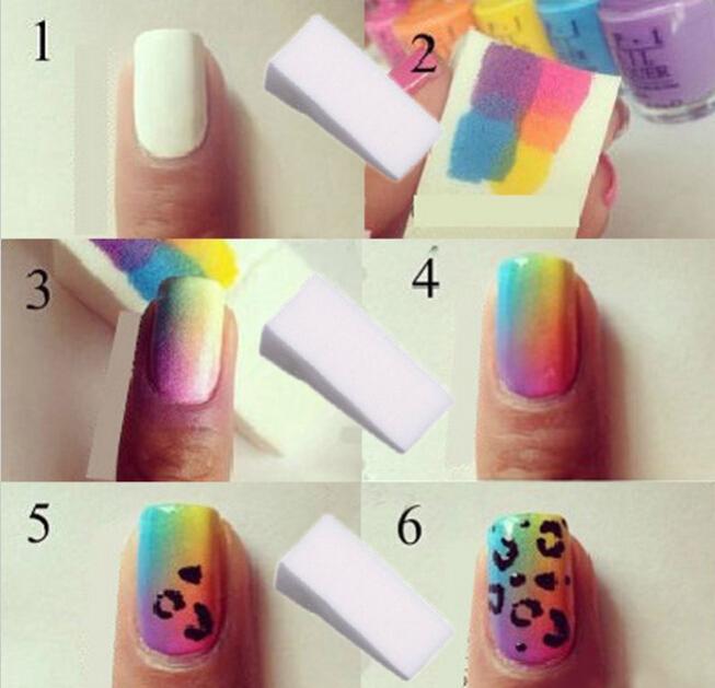 8pcs/lot Nail Art Gradient Stamping Sponge Set Gel Polish Varnish 3D Image DIY Manicure tools pieces