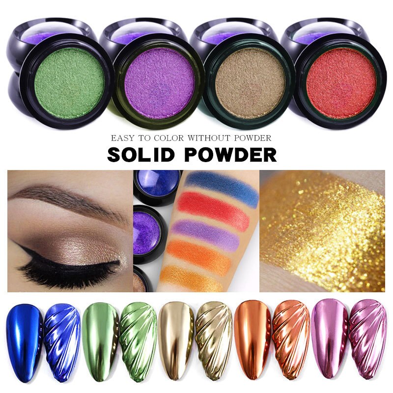 1 Box Solid Mirror Nail Powder Glitter Dust Metallic Metal Effect Nails Art UV Gel Polish Chrome Pigment Nail Art Decorations