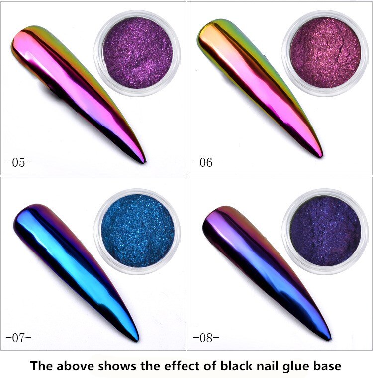 0.2g/ box Glitter Magic Mirror Dust Powder Chameleon Aurora DIY Nail art Chrome Pigment Glitters Nail Decoration