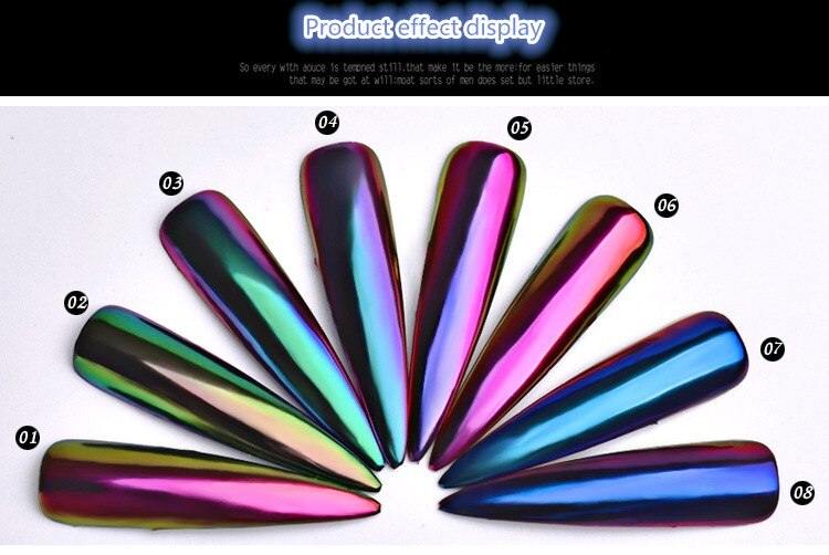 0.2g/ box Glitter Magic Mirror Dust Powder Chameleon Aurora DIY Nail art Chrome Pigment Glitters Nail Decoration