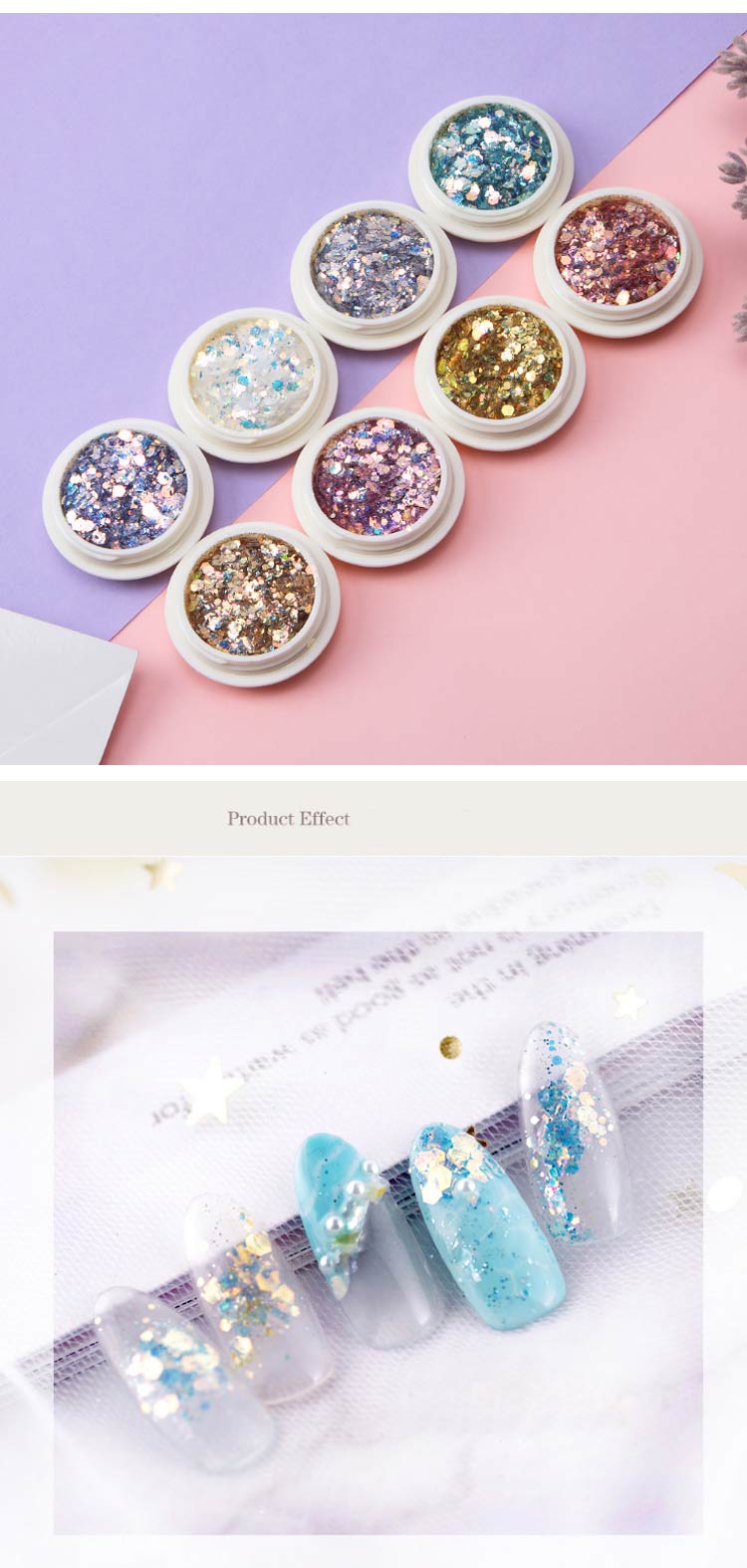 1 Box Nail Holographic Glitter Flakes Powder 3D Hexagon Colorful Sequins Spangles Polish Manicure Nails Art Decorations