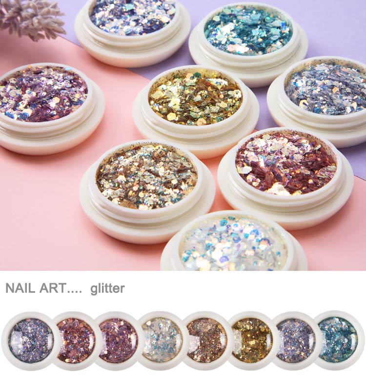 1 Box Nail Holographic Glitter Flakes Powder 3D Hexagon Colorful Sequins Spangles Polish Manicure Nails Art Decorations