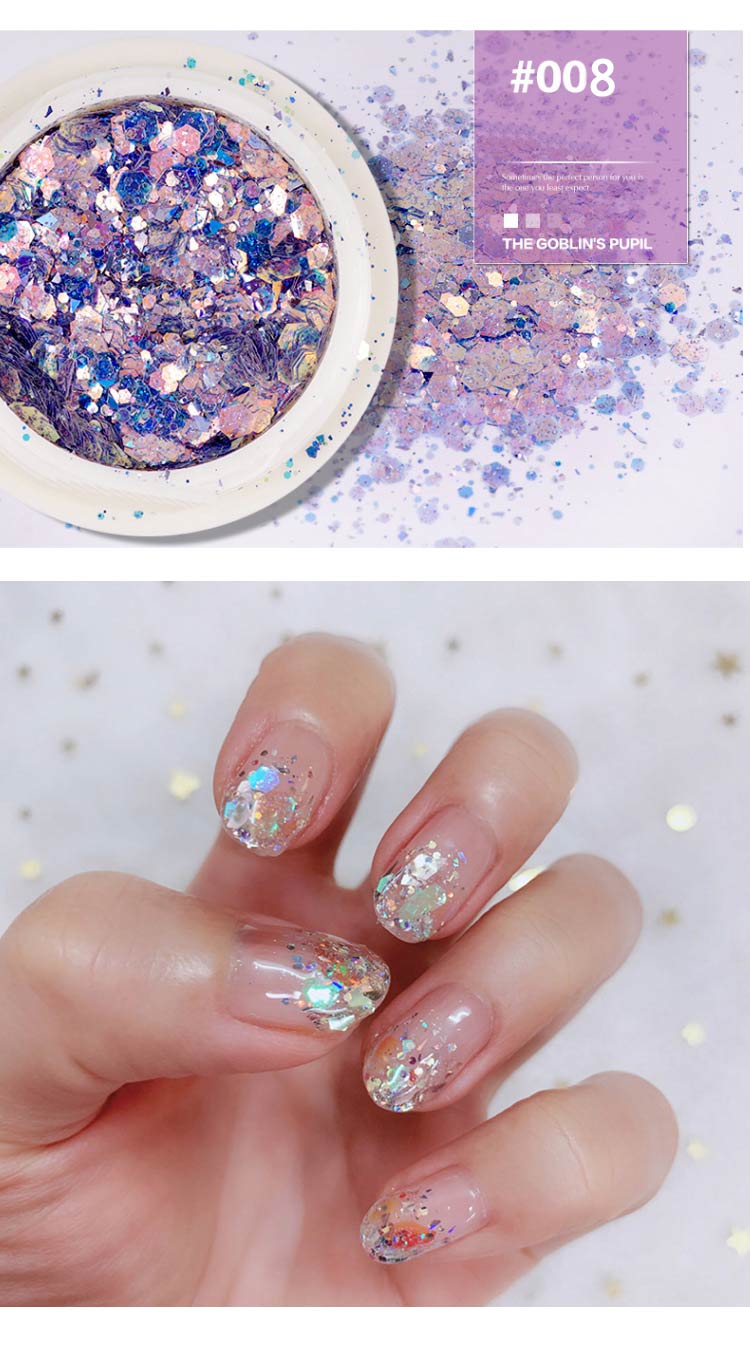 1 Box Nail Holographic Glitter Flakes Powder 3D Hexagon Colorful Sequins Spangles Polish Manicure Nails Art Decorations