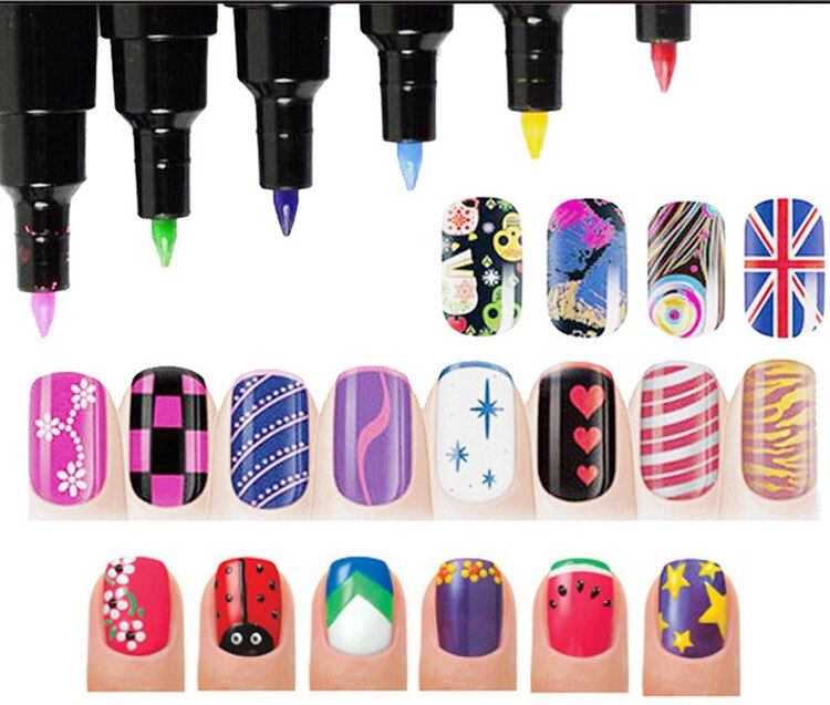 16 Candy Colors Nail Art Pen for 3D Nail Art DIY Decoration Nail Polish Pen Set 3D Design Nail Beauty Tools Paint Pens