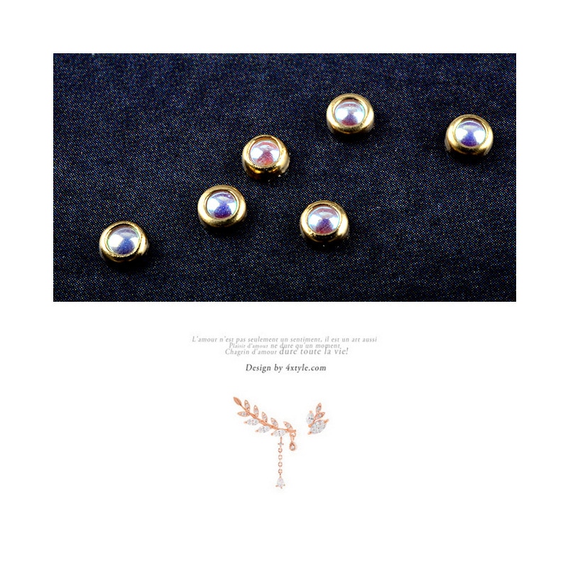 3d Nail Glitter Rhinestone Wrapping Pearls AB Colorful 2MM 3MM Wheel Gold Metal Studs DIY Beauty Nail Art Decorations