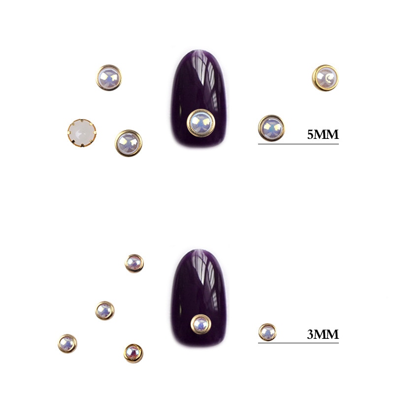 3d Nail Glitter Rhinestone Wrapping Pearls AB Colorful 2MM 3MM Wheel Gold Metal Studs DIY Beauty Nail Art Decorations