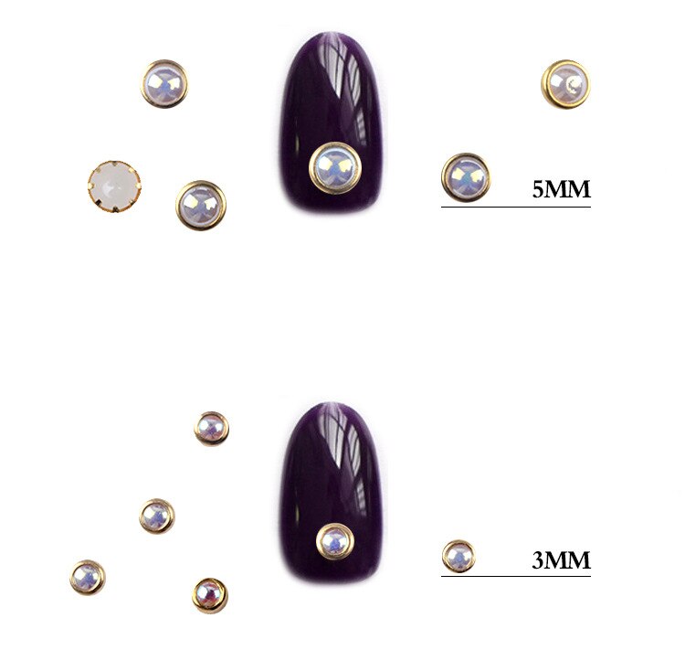 3d Nail Glitter Rhinestone Wrapping Pearls AB Colorful 2MM 3MM Wheel Gold Metal Studs DIY Beauty Nail Art Decorations