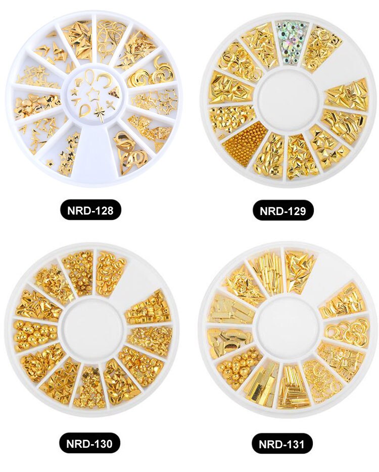 3D Gold Silver Nail Charms Metal Rivets Studs Rhinestones Pearl Nail Jewelry DIY Nail Art Decorations Accessoires